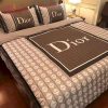 Dior Black Logo Mix Full Pink Color Luxury Brand Bedding Set