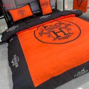 Hermes Gray Mix Orange Luxury Color Bedding Sets