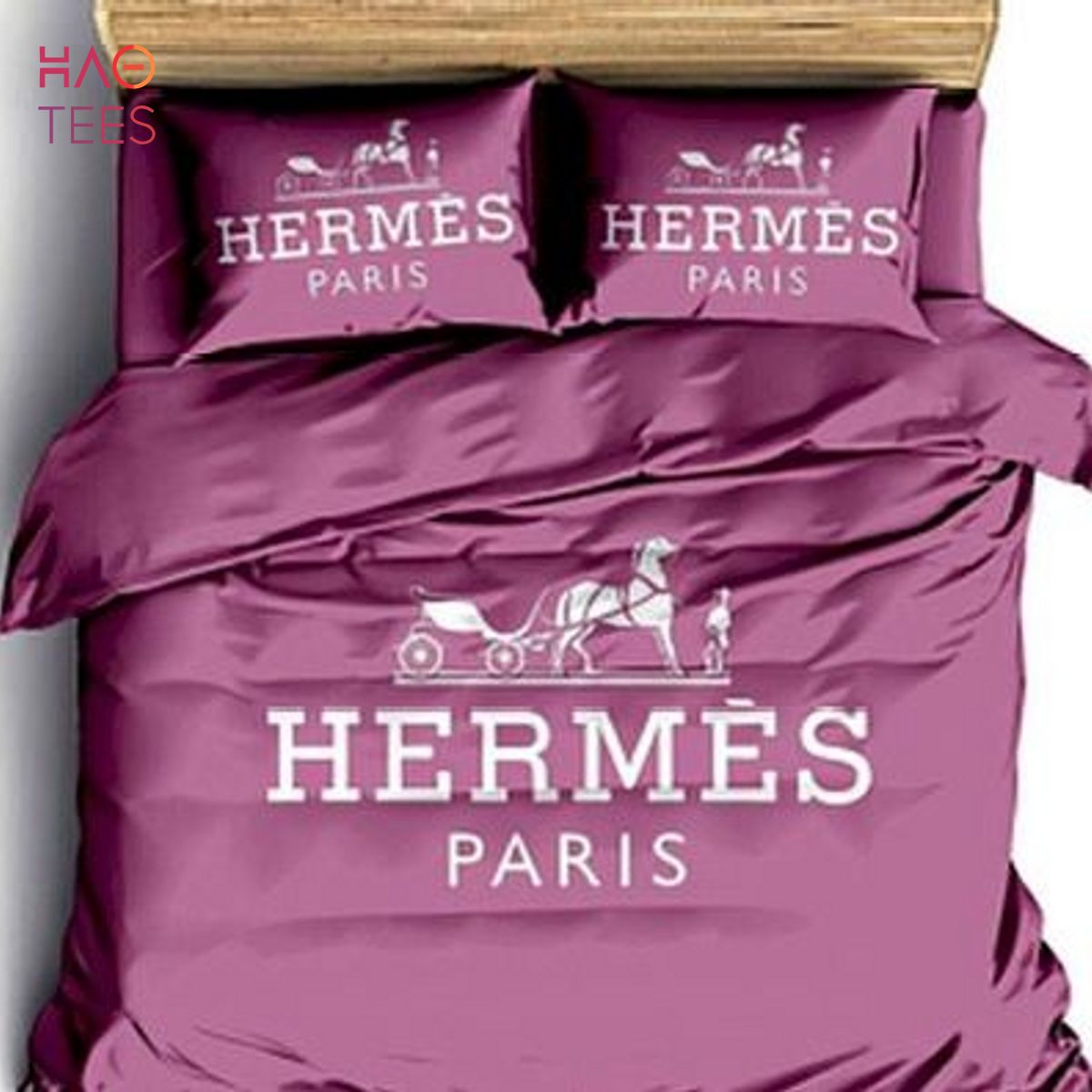 Hermes White Logo Luxury Brand Full Violet Color Duvet Cover Bedding Set