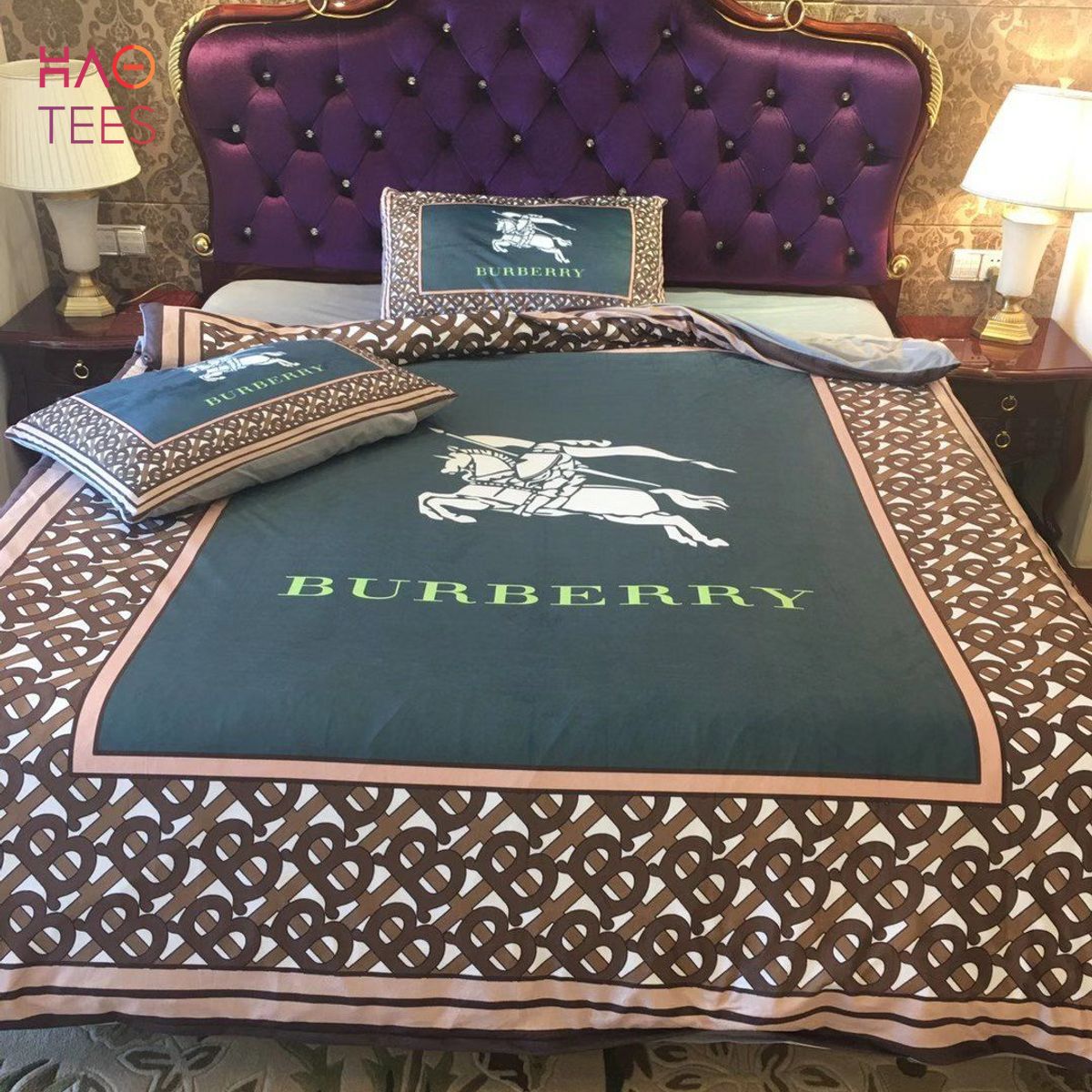 HOT Burberry London Luxury Brand Bedding Sets Green Duvet Cover Limited Edition