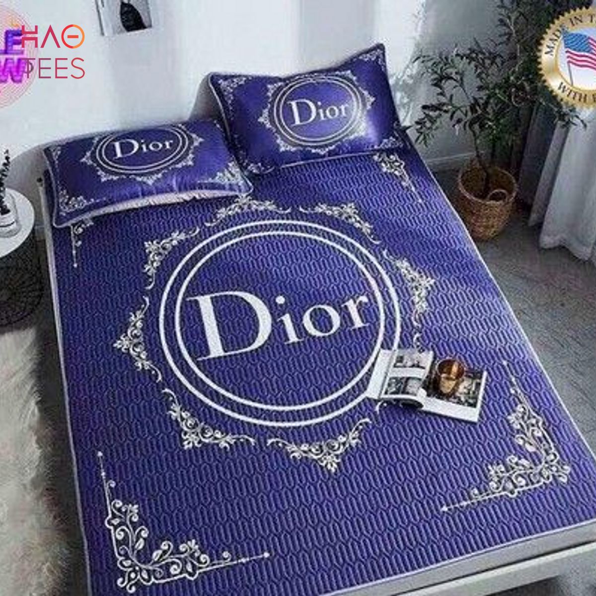 HOT Dior Drak Blue Duvet Cover Luxury Brand Bedding Set