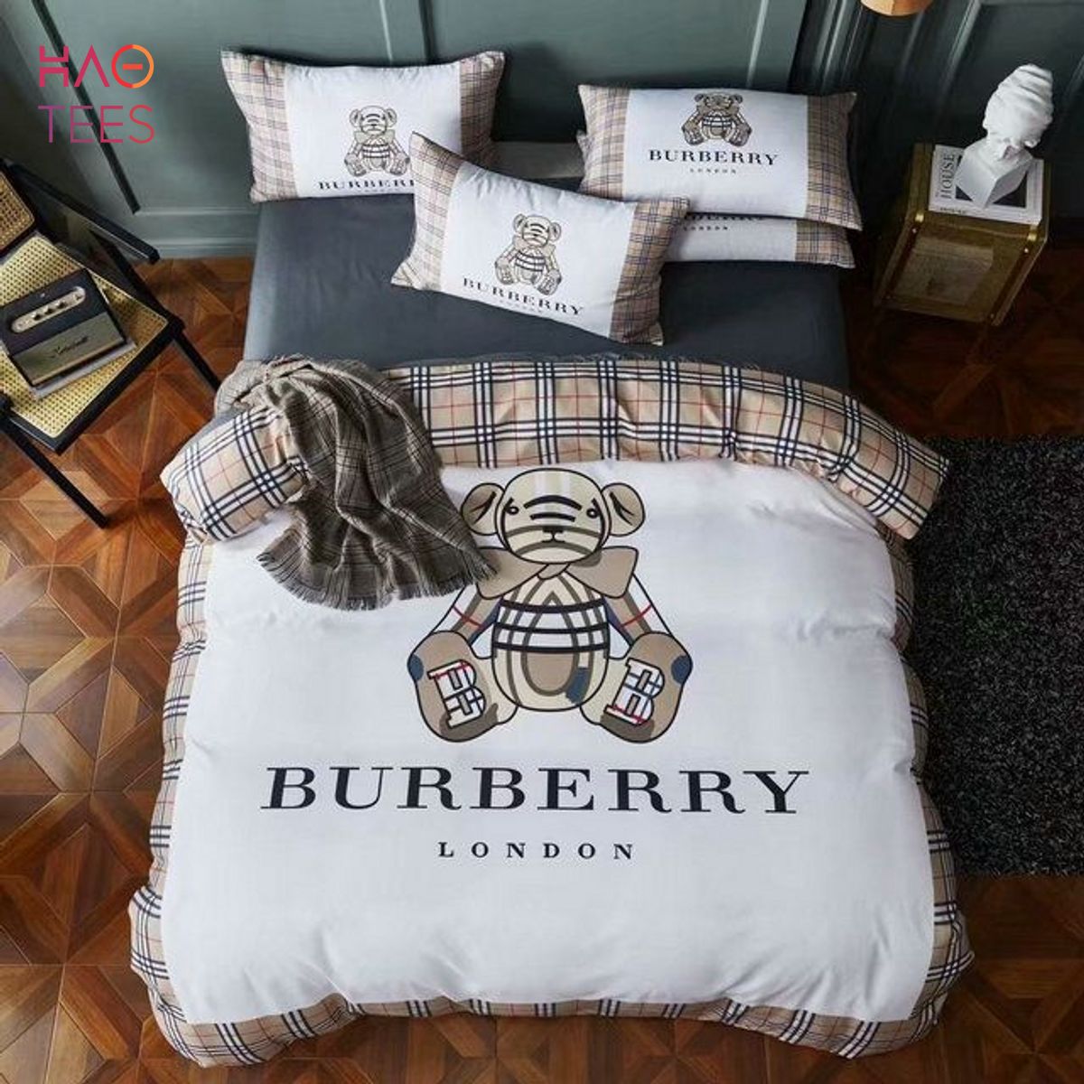 THE BEST Bear Burberry London Luxury Brand Bedidng Set POD Design