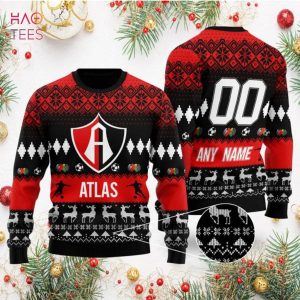 Liga MX Atlas Personalized Name, Number Specialized 2022 Concepts Ugly Sweater
