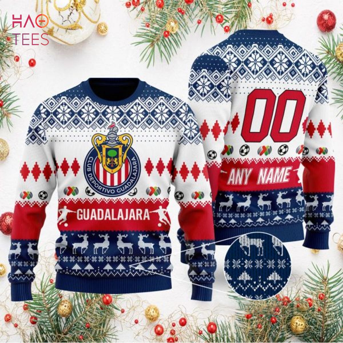 Liga MX C.D. Guadalajara Personalized Specialized 2022 Concepts Ugly Sweater