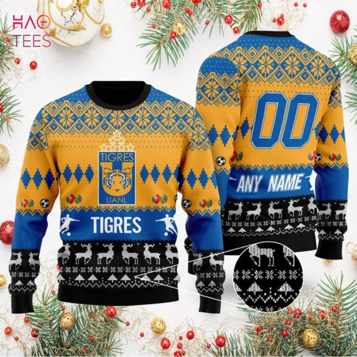 Liga MX Tigres UANL Personalized Name Specialized 2022 Concepts Ugly Sweater