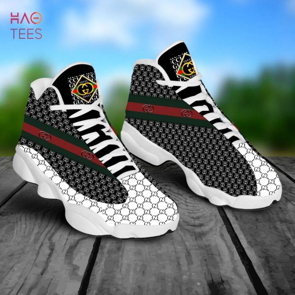 BEST Gucci Black White Air Jordan 13 Sneakers Shoes Hot 2022 Gifts For Men Women