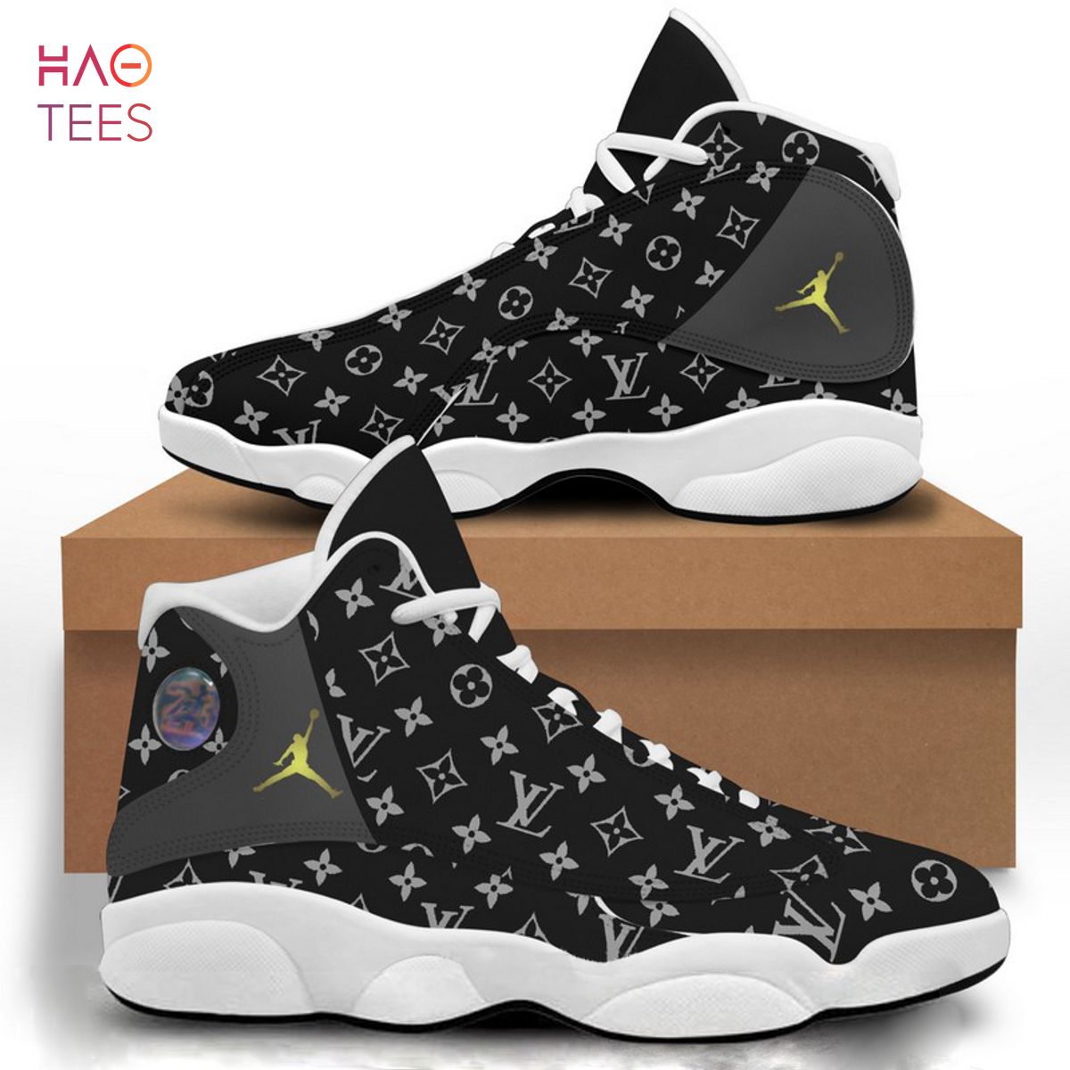 New Louis Vuitton Black Air Jordan 13 Sneakers Shoes Lv Gifts For