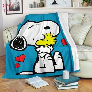 Snoopy And Woodstock Blue Fleece Blanket Quilt Blanket Gift For