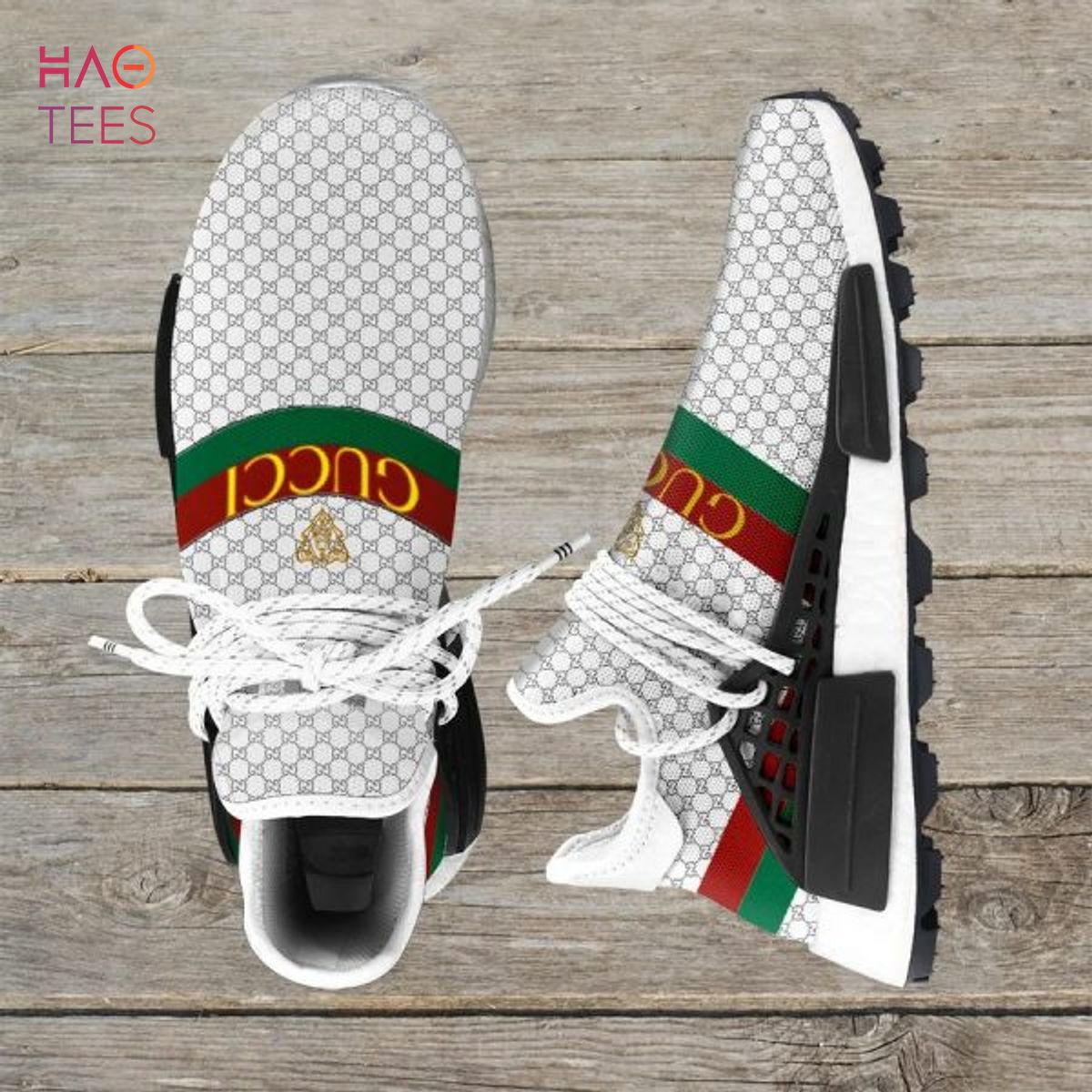 Gucci White Stripe NMD Human Race Sneakers Hot 2022