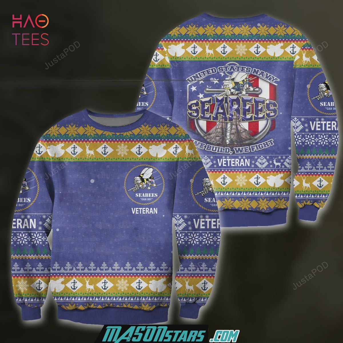 BEST 3D All Over Print Us Navy Seabees Veteran Ugly Sweater