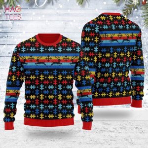 BEST Autsim Ugly Christmas Sweater All Over Print Sweatshirt Ugly Sweater