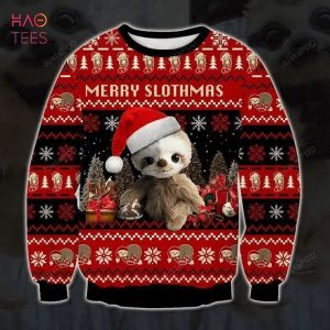 BEST Baby Sloth And Christmas Red Black Ugly Christmas Sweater All
