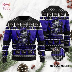 BEST Baltimore Ravens Jack Skellington Halloween Ugly Christmas Sweater Ugly Sweater