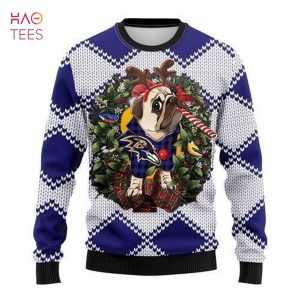 BEST Baltimore Ravens Pug Dog Ugly Christmas Sweater All Over Print
