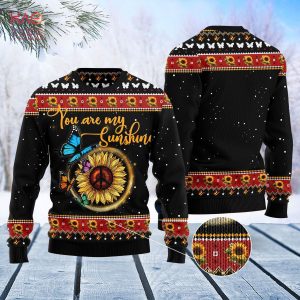 BEST Butterfly Sunshine Ugly Christmas Sweater All Over Print Sweatshirt Ugly