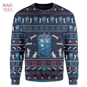 BEST Cat Door Christmas For Unisex Ugly Christmas Sweater All Over