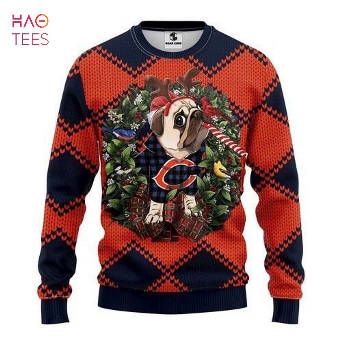BEST Chicago Bears Pug Dog Ugly Christmas Sweater All Over Print BEST Chicago Bears Pug Dog Ugly Christmas Sweater All Over Print