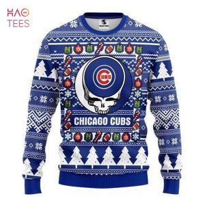 BEST Chicago Cubs Grateful Dead Ugly Christmas Sweater All Over Print