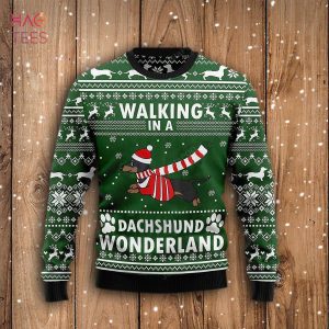 BEST Christmas Dog Walking In A Dachshund Wonderland Ugly Christmas Sweater