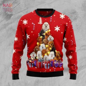 BEST Christmas Tree Poodle Ugly Christmas Sweater All Over Print Sweatshirt