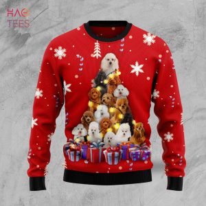 BEST Christmas Tree Poodle Ugly Christmas Sweater All Over Print Sweatshirt