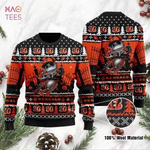 BEST Cincinnati Bengals Jack Skellington Halloween Ugly Christmas Sweater Ugly Sweater