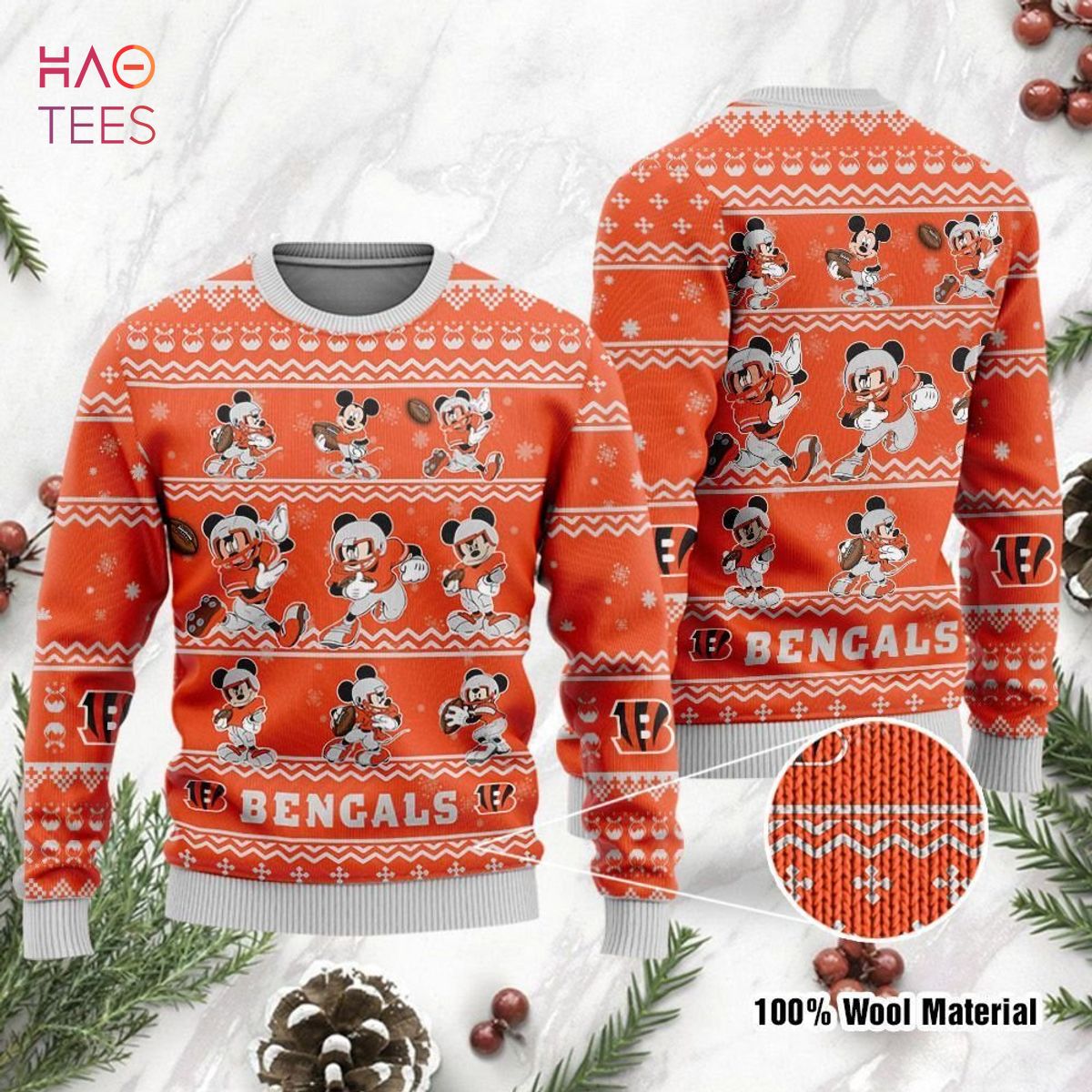 BEST Cincinnati Bengals Mickey Mouse Ugly Christmas Sweater Ugly