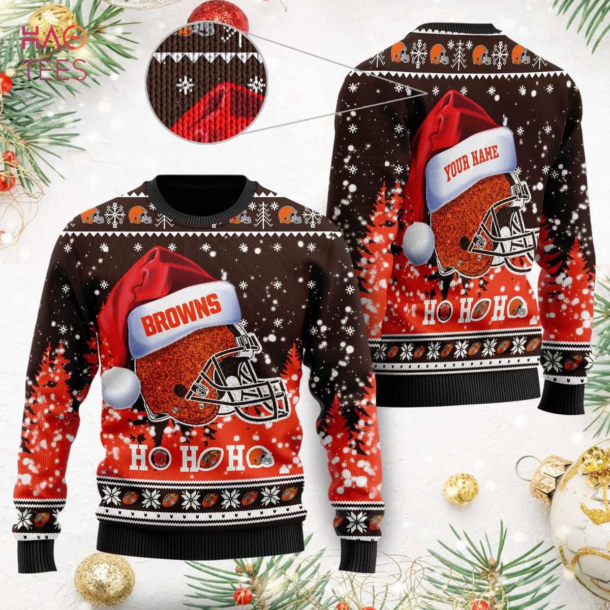 BEST Cleveland Browns Symbol Wearing Santa Claus Hat Ho Ho Ho BEST Cleveland Browns Symbol Wearing Santa Claus Hat Ho Ho Ho