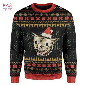 BEST Coughing Cat Meme Ugly Christmas Sweater All Over Print Sweatshirt