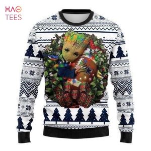 BEST Dallas Cowboys Groot Hug Ugly Christmas Sweater All Over Print