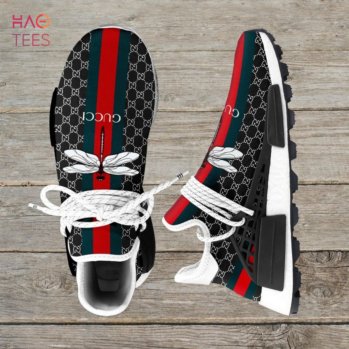 Gucci Black Stripe NMD Human Race Shoes Sneakers