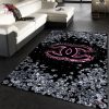 Chanel Logo Black And White Living Room Area Carpet Living Room Rugs The US Decor