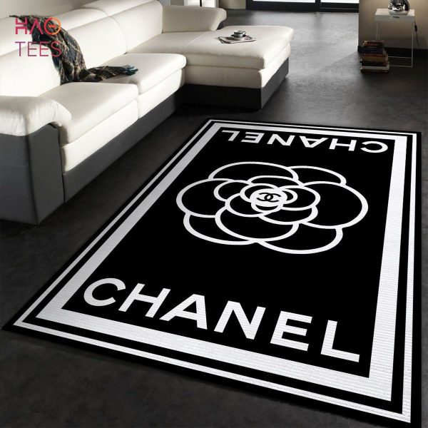 Chanel Logo Black And White Living Room Area Carpet Living Room Rugs The US Decor