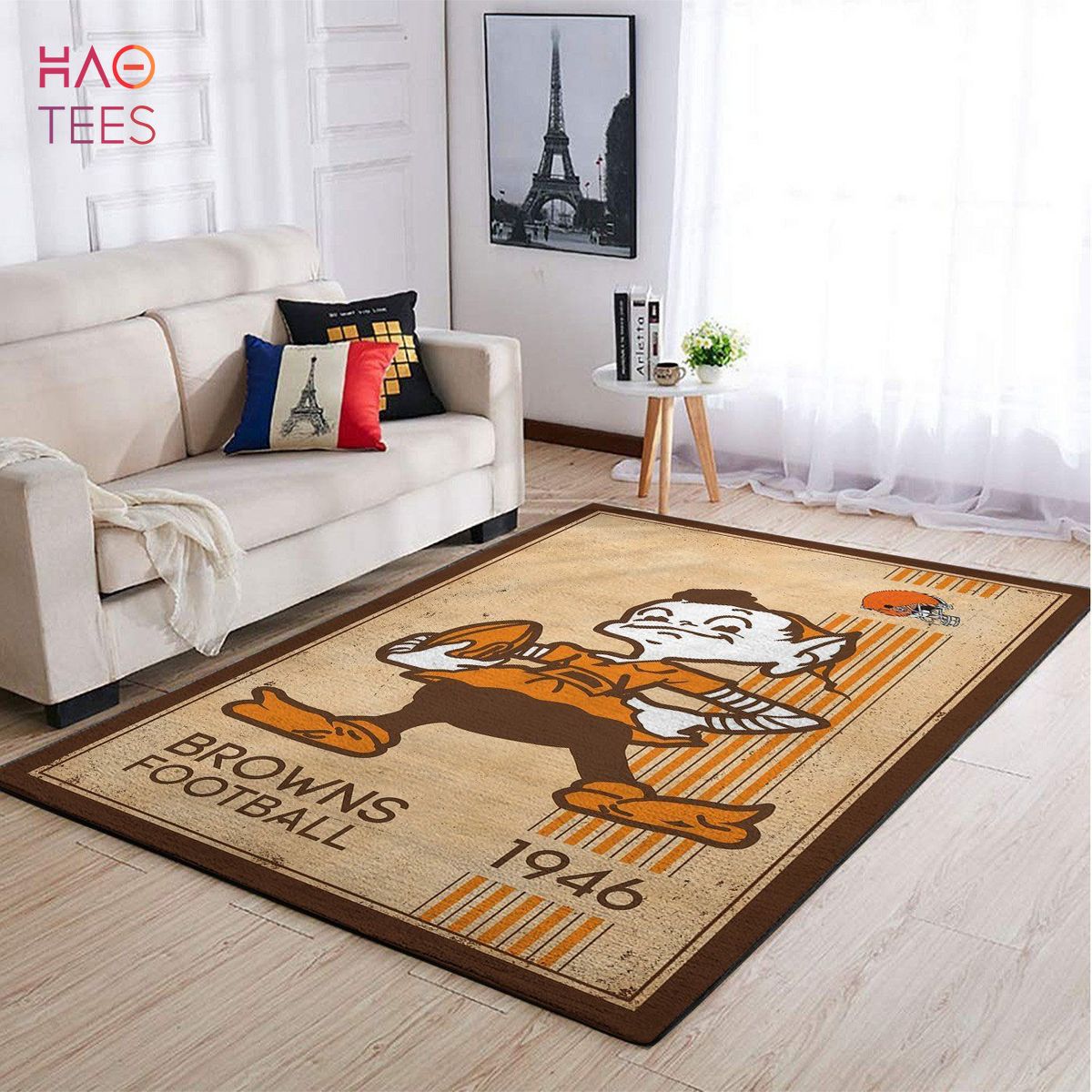 Cleveland Browns NFL Area Rugs Retro Style Living Room Carpet Team Logo Sports Floor Decor
