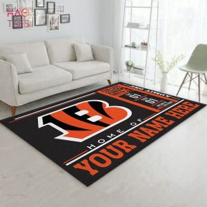 Customizable Cincinnati Bengals Wincraft Personalized NFL Area Rug Living Room Rug Home Decor Floor Decor