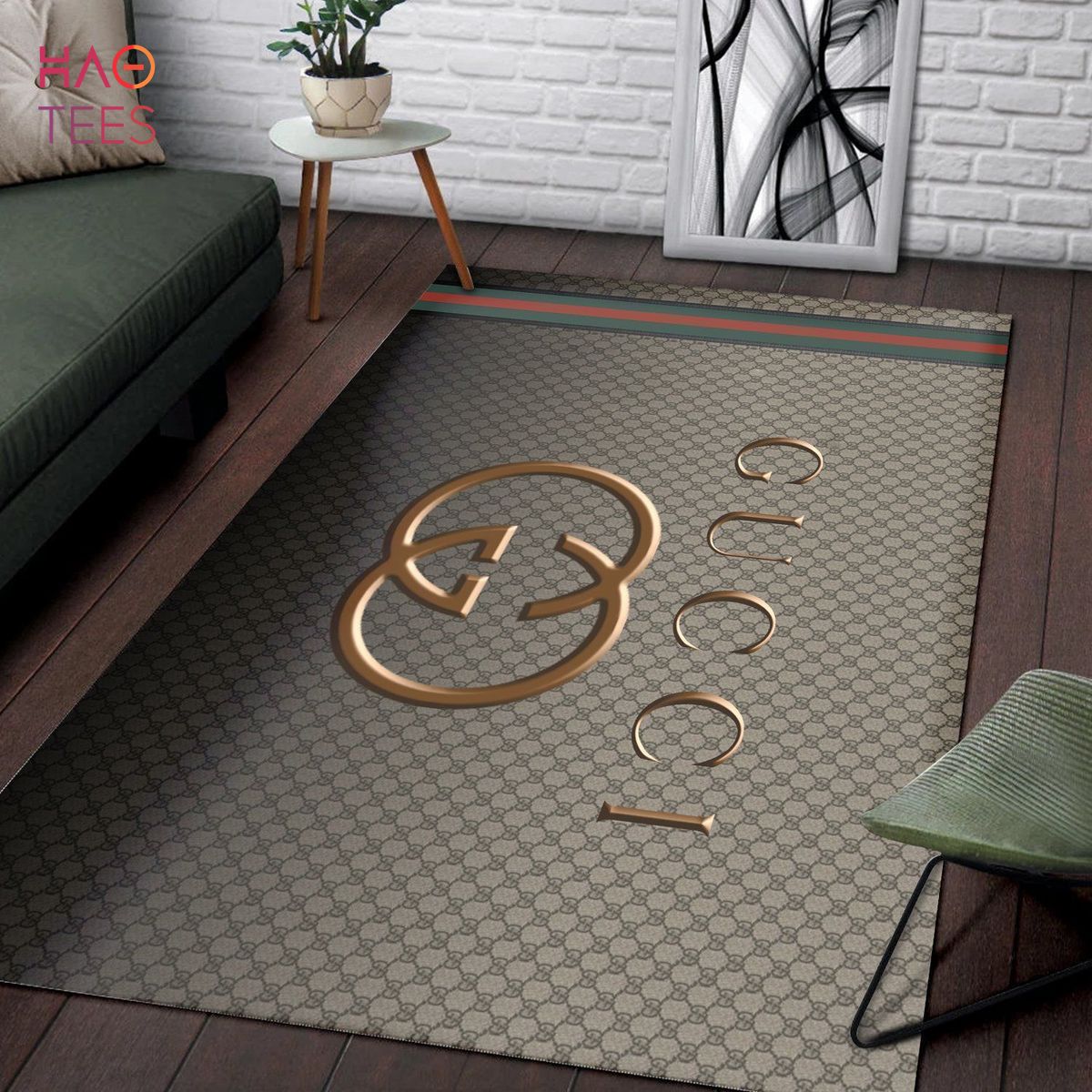 Gucci Logo Rug Brown Living Room Carpet
