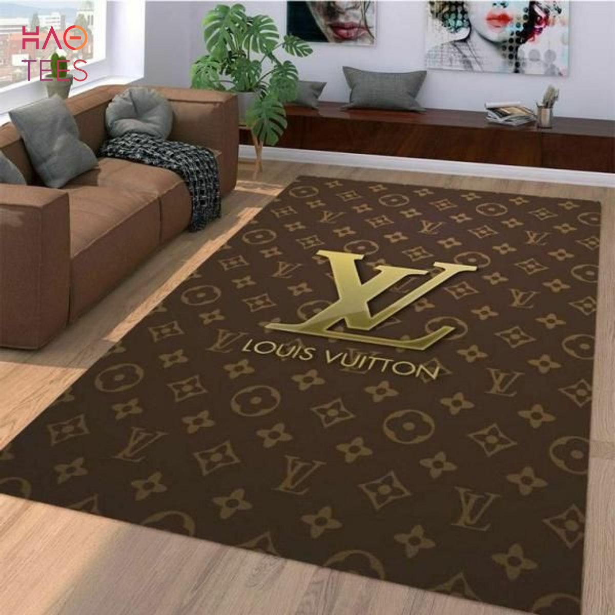 Louis Vuitton Area Rug Gold Logo Hypebeast Carpet Luxurious Fashion Brand Logo Living Room Rugs Luxury Store