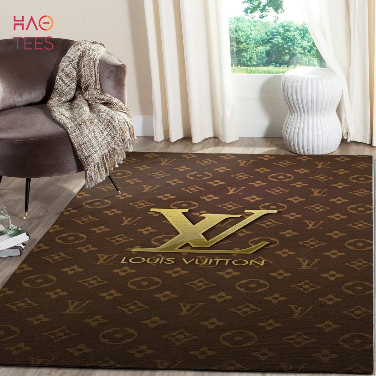 Louis Vuitton Area Rug Gold Logo Hypebeast Carpet Luxurious Fashion Brand Logo Living Room Rugs Luxury Store