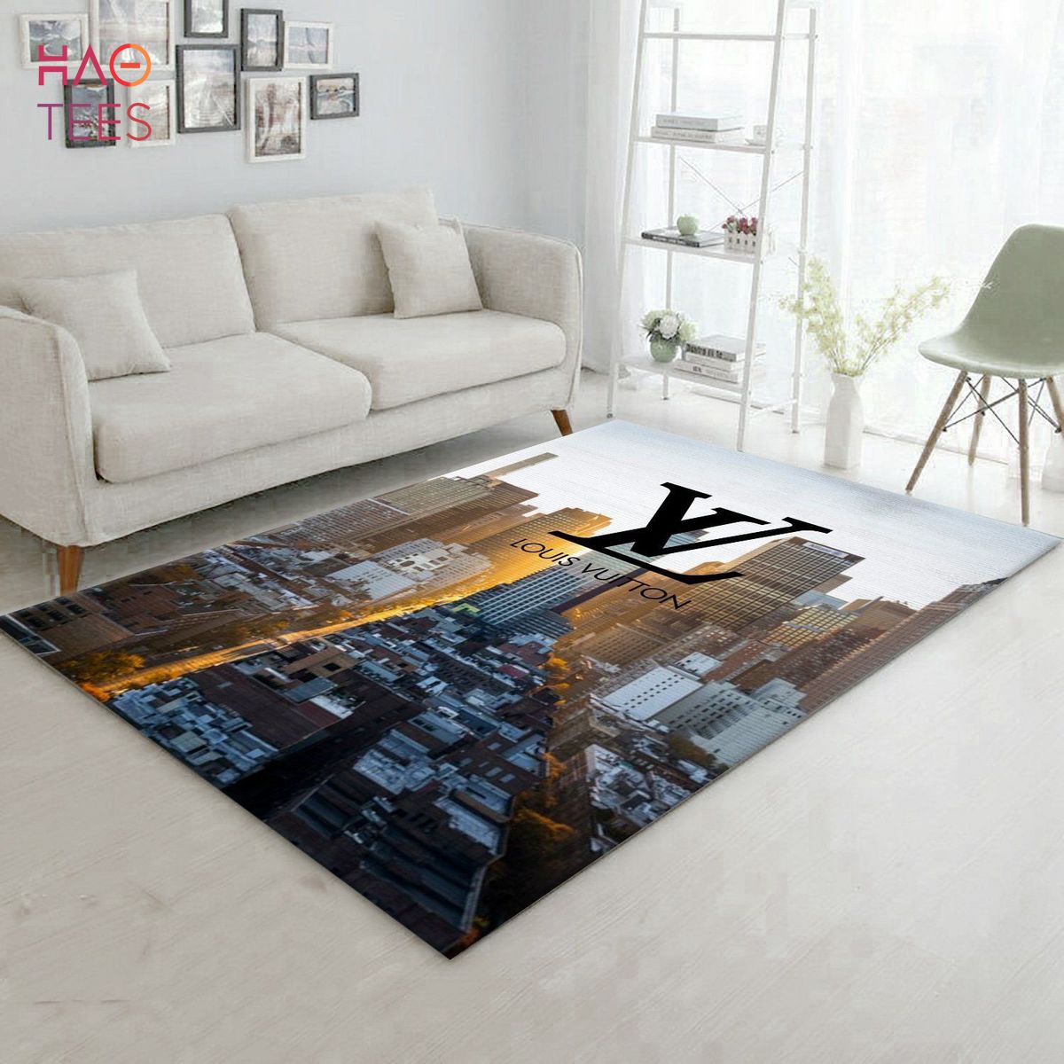 Louis vuitton lv beige luxury area rug for living room bedroom
