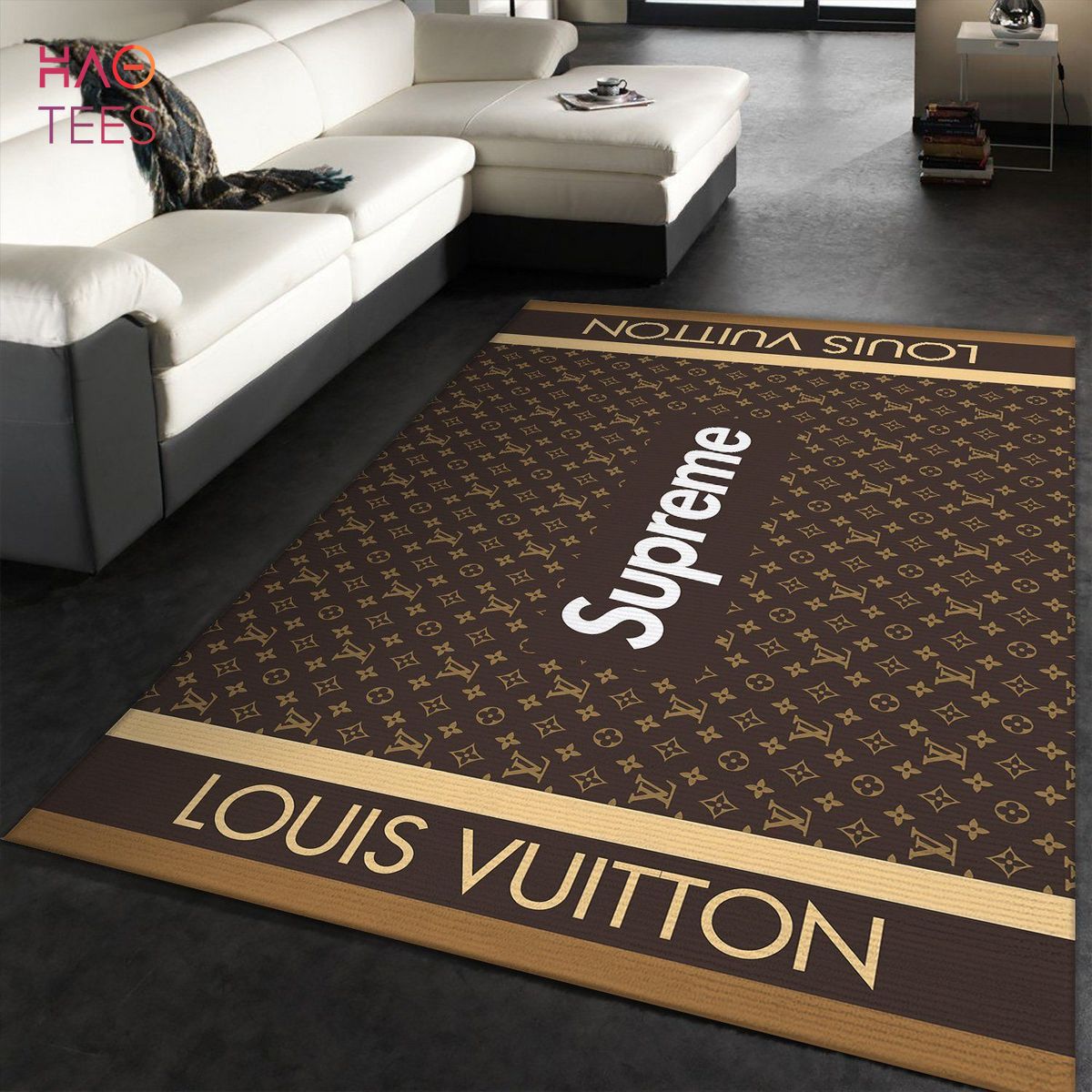 Louis Vuitton Fashion Brand And Supreme Perfect Combo Area Rugs Living Room Carpet Luxury Store