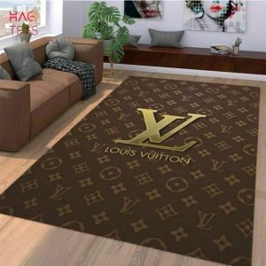 Louis Vuitton Logo Gold Living Room Area Carpet Living Room Rugs The US Decor