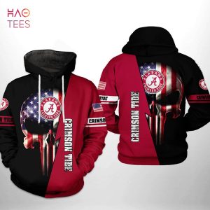 Alabama Crimson Tide NCAA US Flag Skull 3D Printed Hoodie