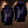 Baltimore Ravens Nfl Football Skull Guns Violet 3d Hoodie