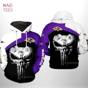 Baltimore Ravens NFL Skull Punisher Team 3D Printed Hoodie