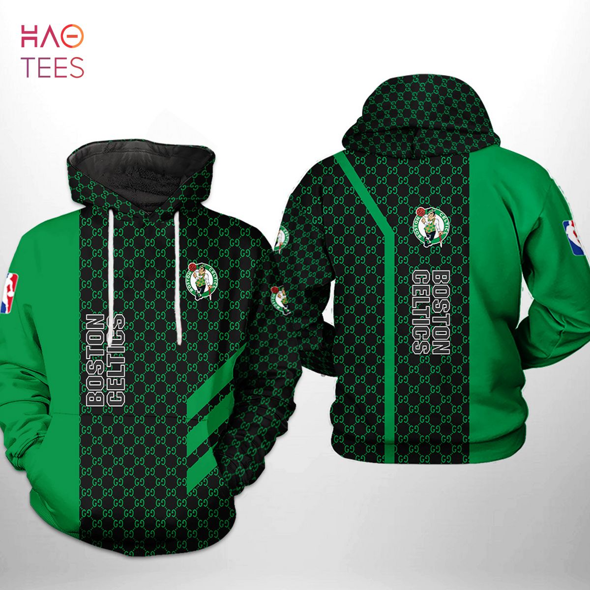 Boston Celtics NBA Team Pattern Mix 3D Printed Hoodie