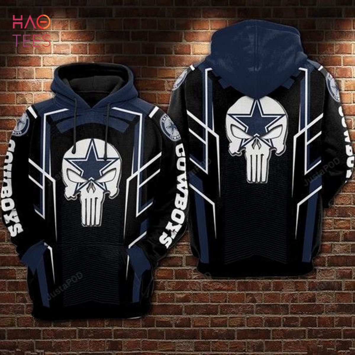 Lowest Price Dallas Cowboys Skull Hoodies 3D With Zipper, Pullover