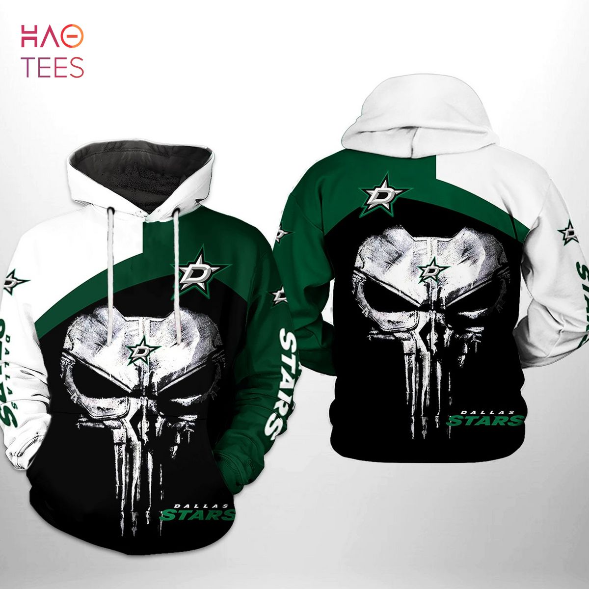 Dallas Stars NHL Skull Punisher 3D Printed Hoodie Dallas Stars NHL Skull Punisher 3D Printed Hoodie