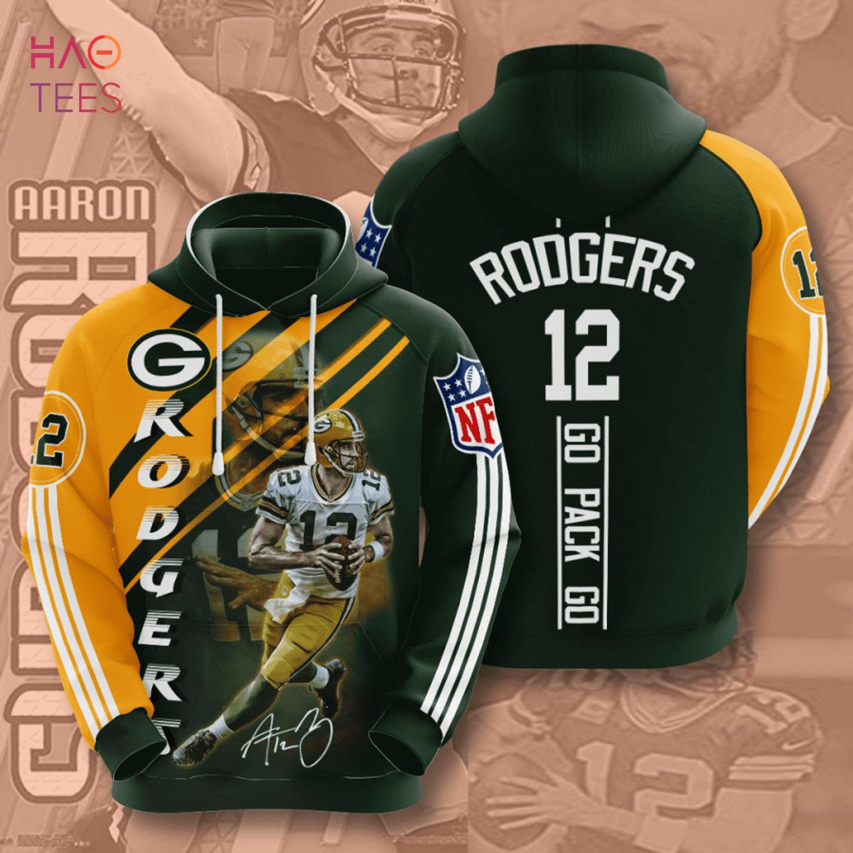 Green Bay Packers Aaron Rodgers 3D Hoodie