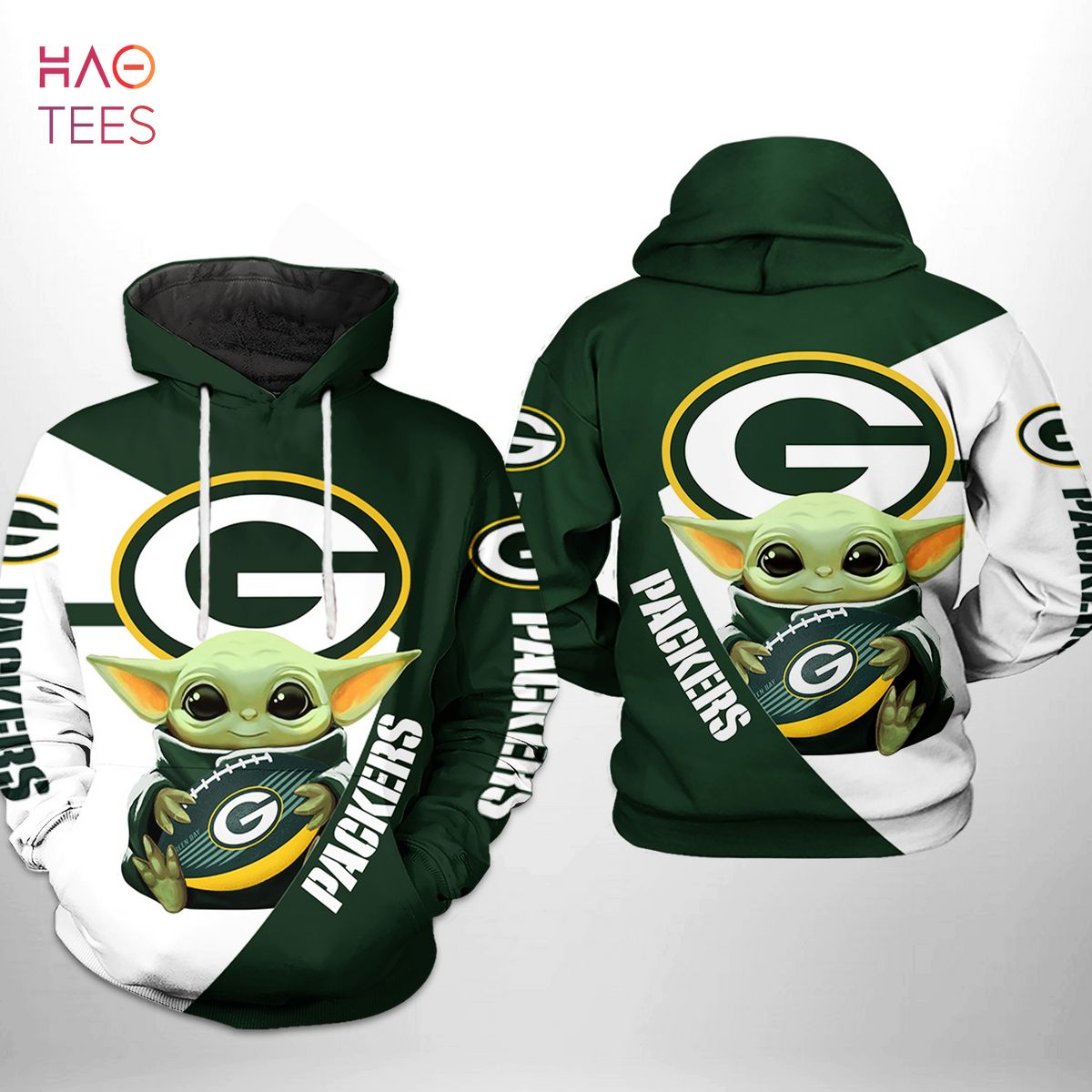 Green Bay Packers NFL Baby Yoda Team 3D Printed Hoodie