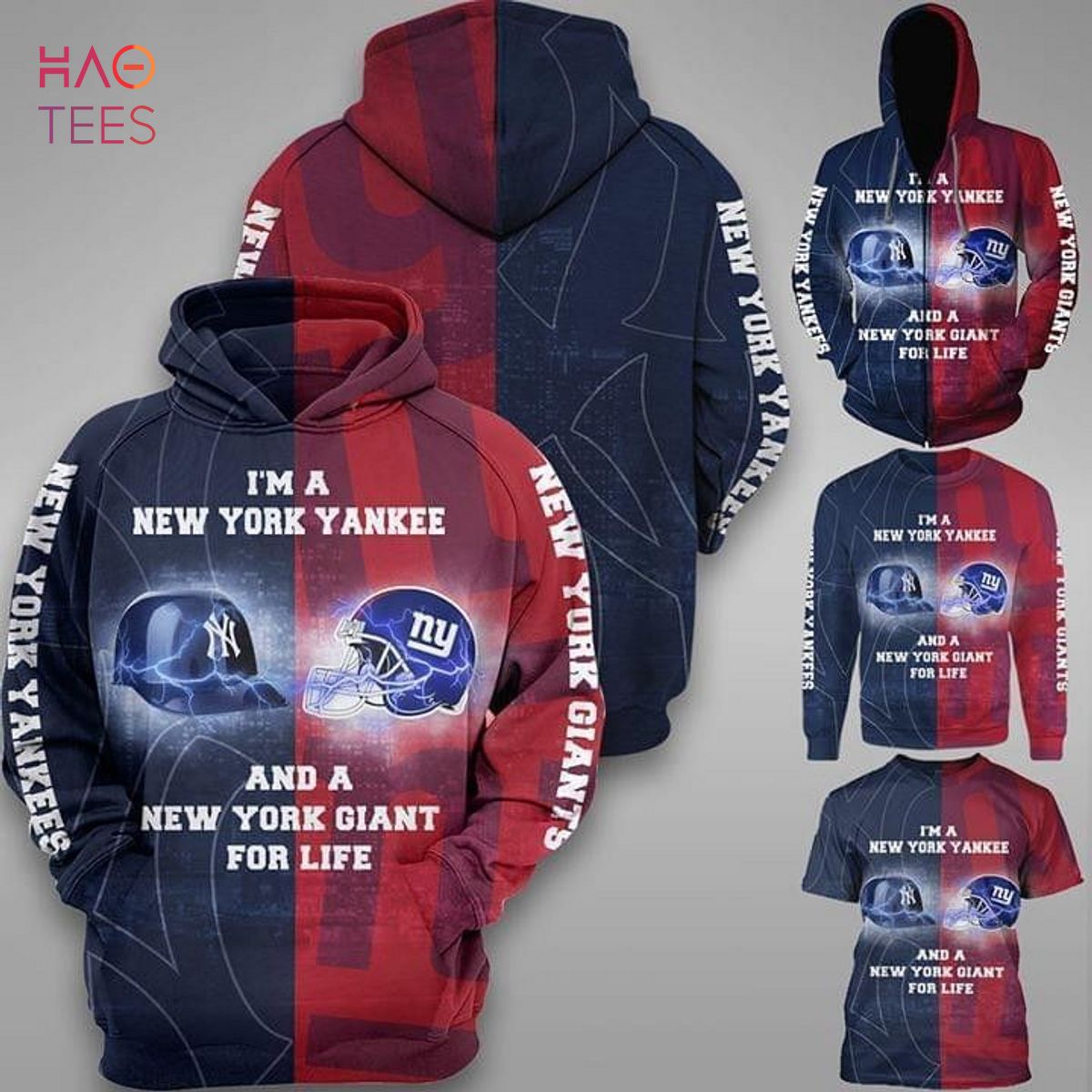 Im New York Yankees And New York Giants Zip 3D Hoodie All Over Print